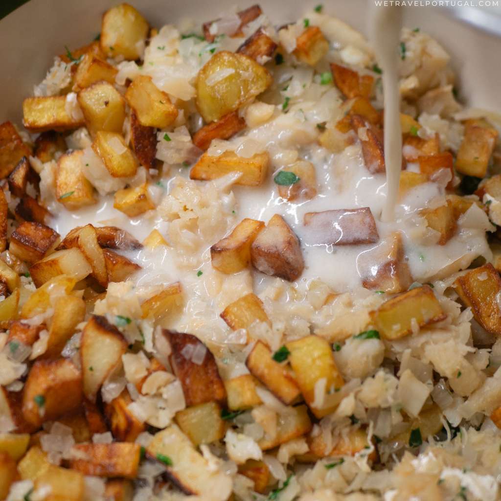 Bacalhau com natas mixture