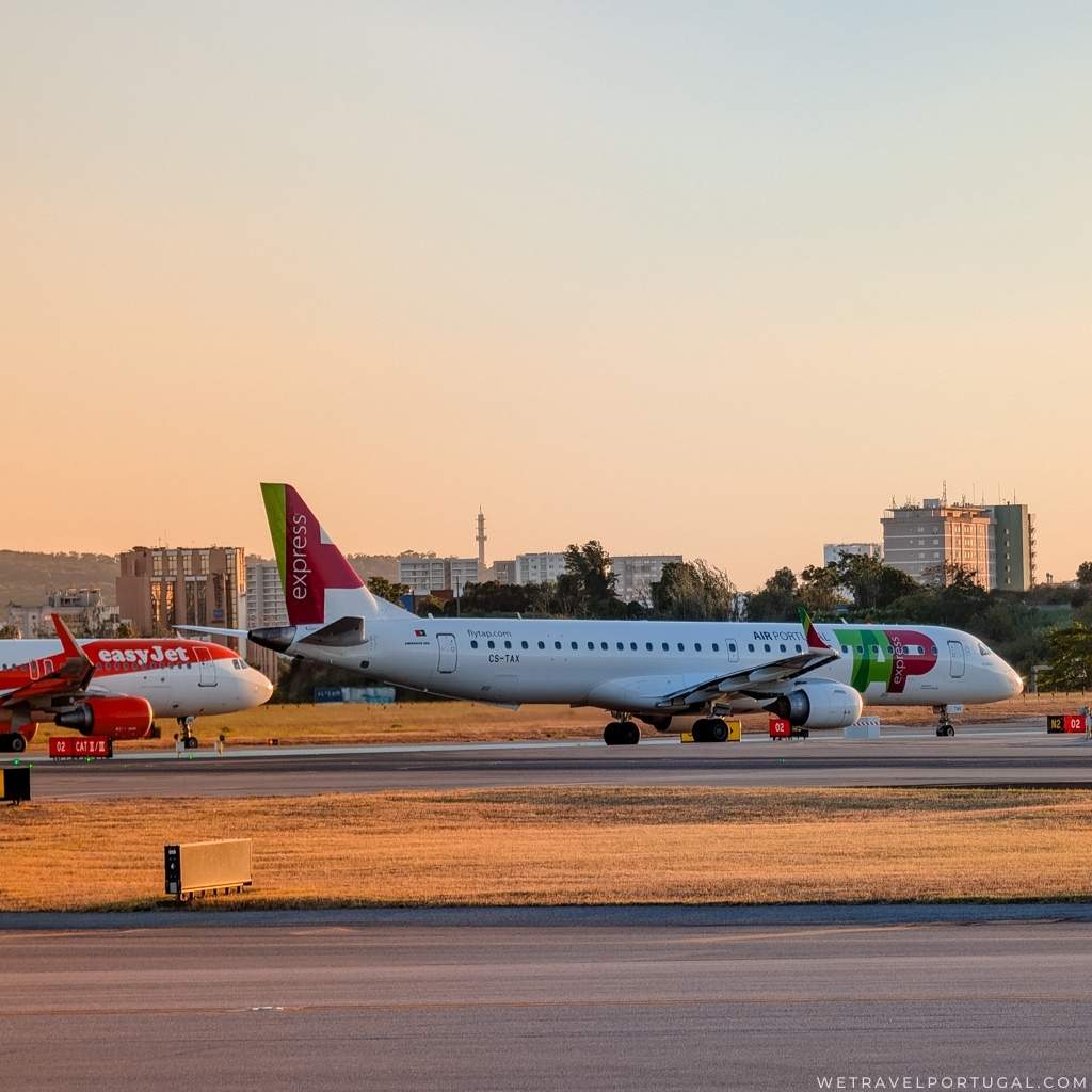 TAP flight at an airport in Portugal